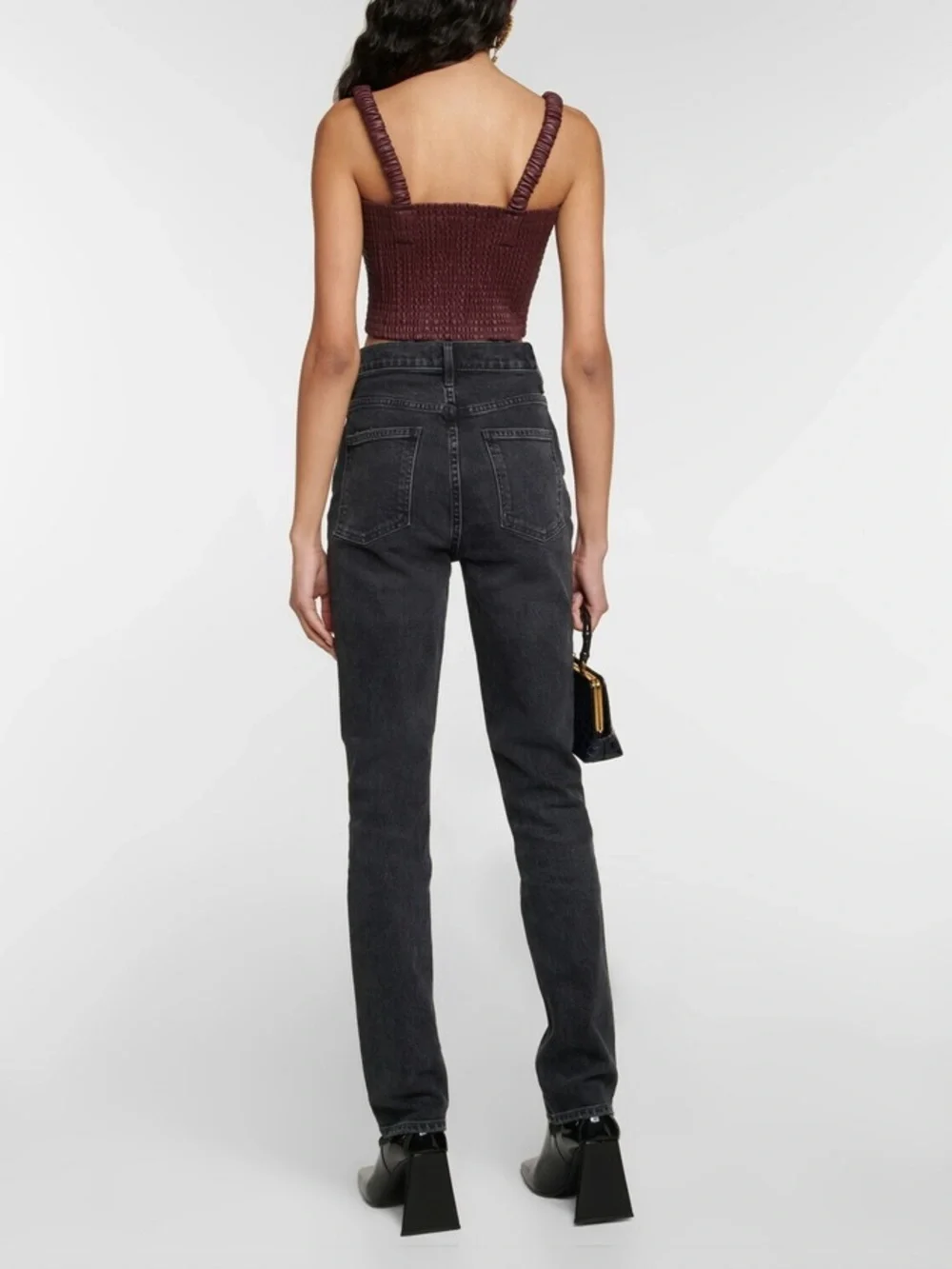 Agolde Freya High Rise Slim Jeans Charcoal Black Gray Womens Size 29